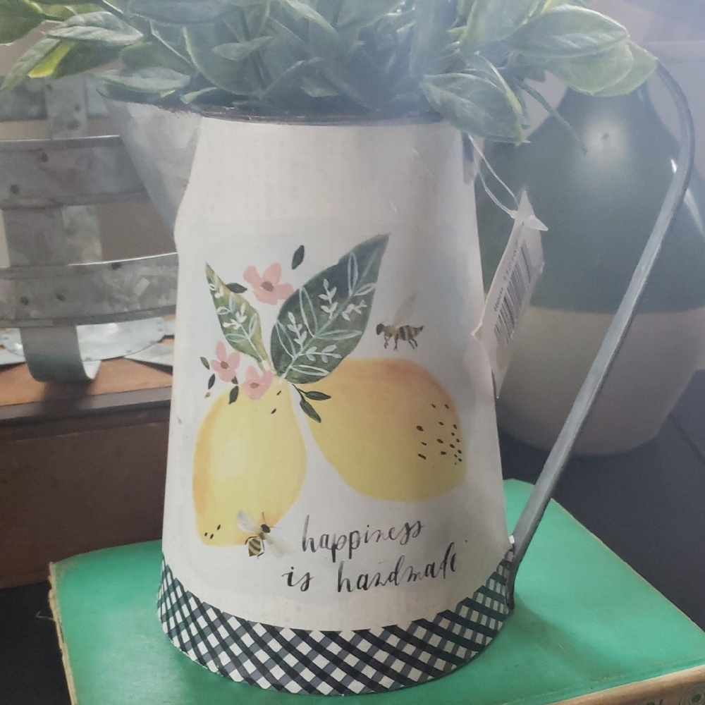 Primitives by Kathy White Lemon Pitcher with Yellow and Green Accents